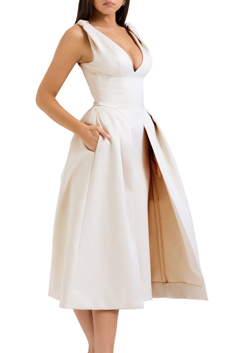 HOUSE OF CB Paloma Sleeveless Satin Gown, Alternate, color, Vintage Cream