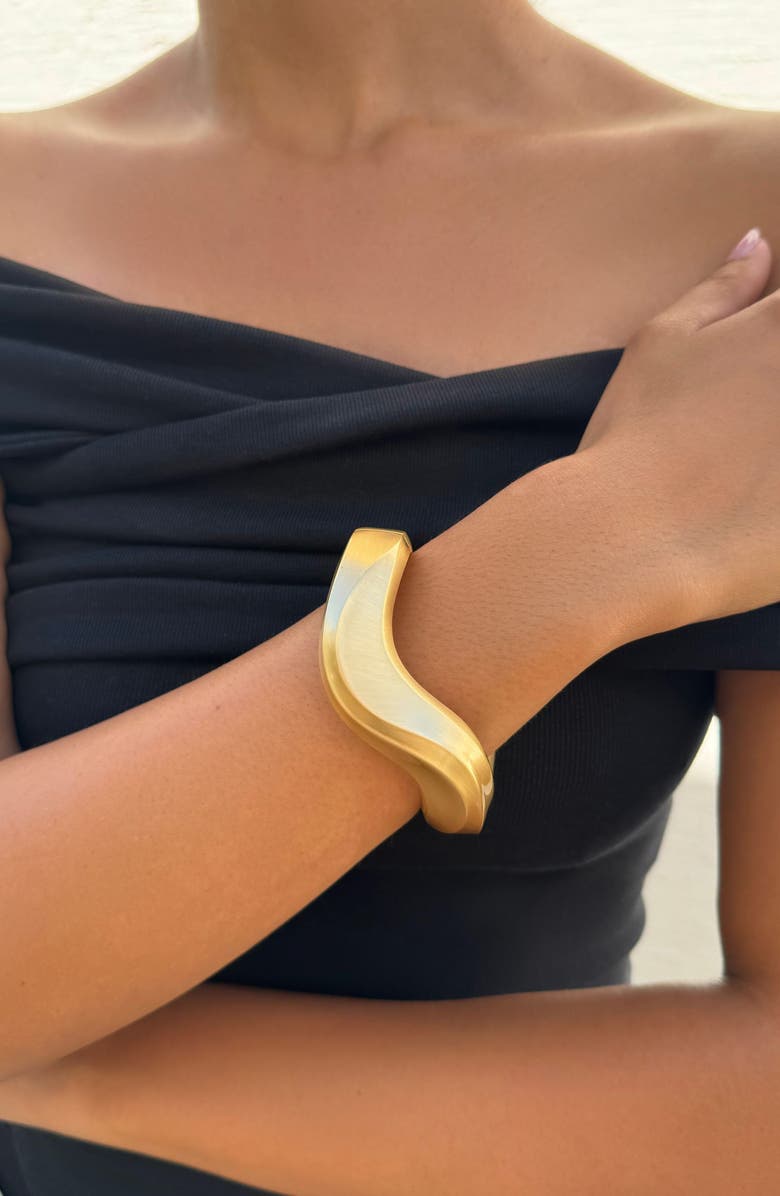 Adornia Set of 2 Chunky Cuff Bracelets, Alternate, color, Gold