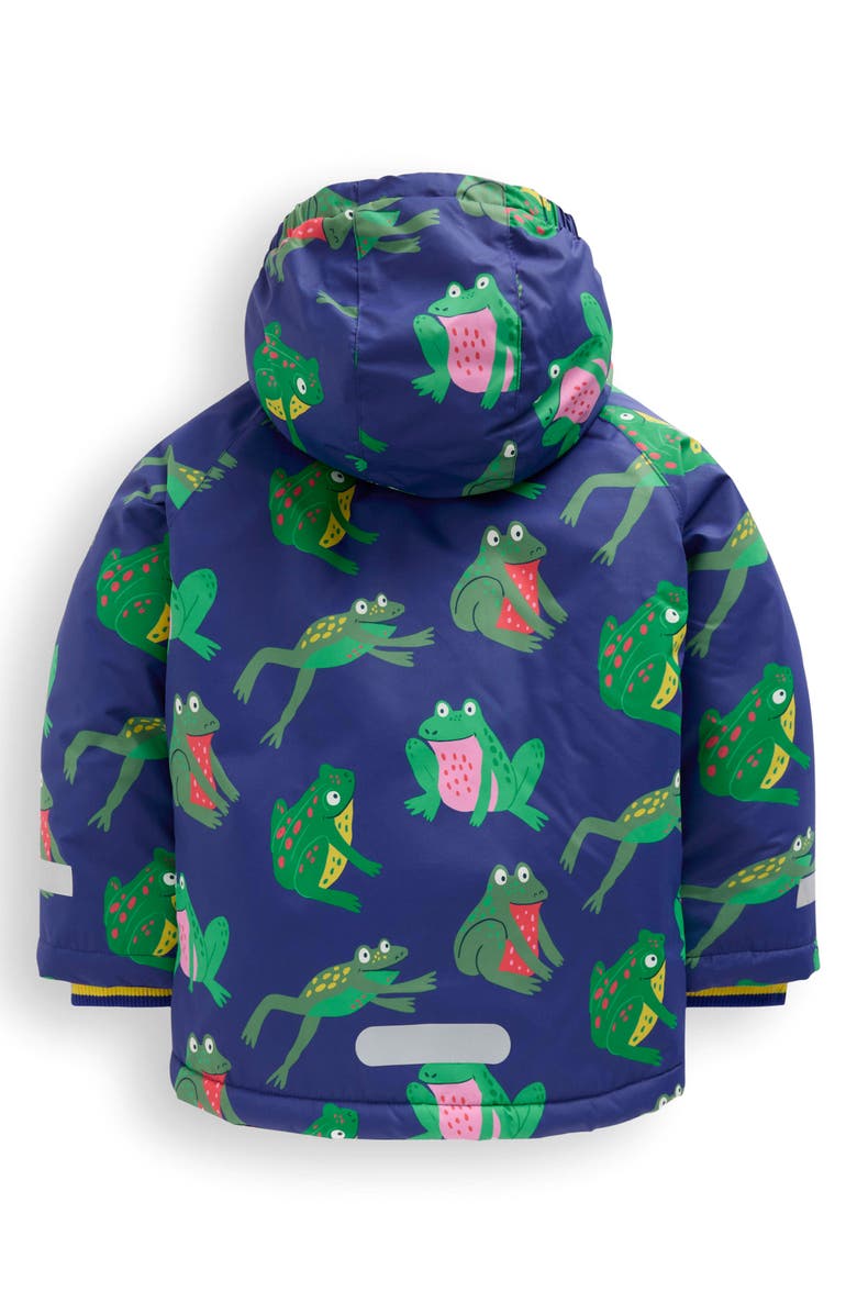 Mini Boden Kids' Fleece Lined Hooded Jacket, Alternate, color, Twilight Blue Frogs