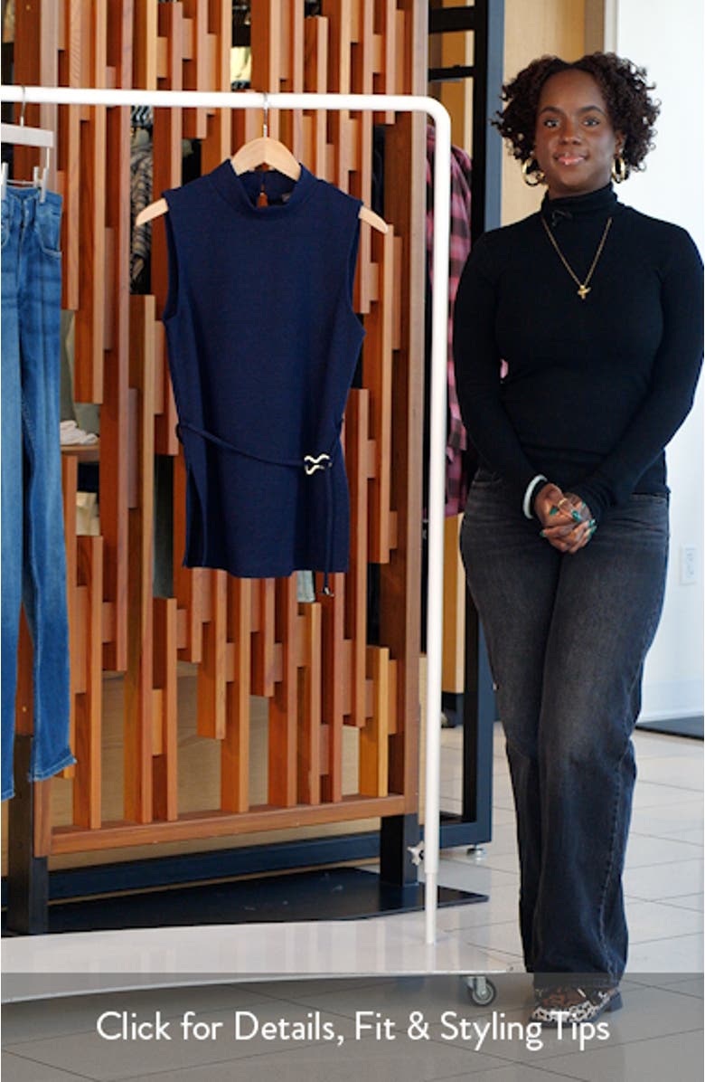 Sleeveless Belted Mock Neck Top, sales video thumbnail