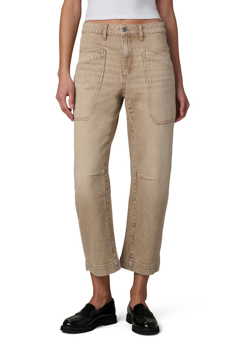 The Double Pocket Barrel Leg Ankle Jeans, Main, color, WASHED TANNIN