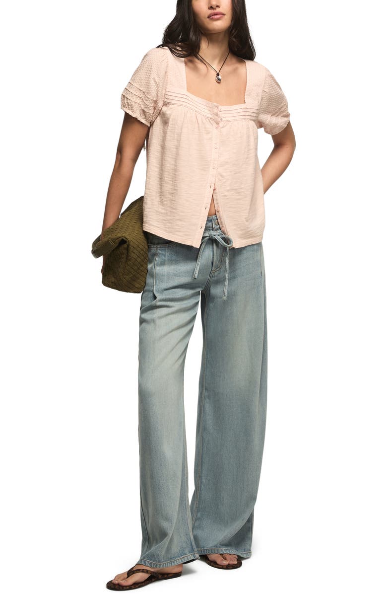 Lucky Brand Clip Dot Pintuck Top, Alternate, color, Sepia Rose