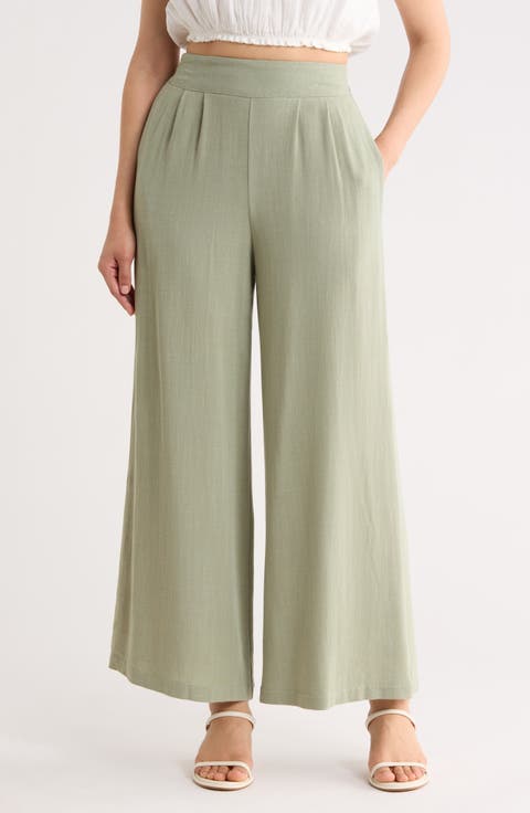 Wide Leg Pull-On Pants
