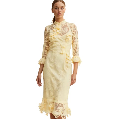 Lipsy Long Sleeves Lace Midi Dress