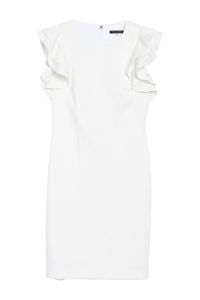 Flutter Sleeve Sheath Dress, Main, color, IVORY