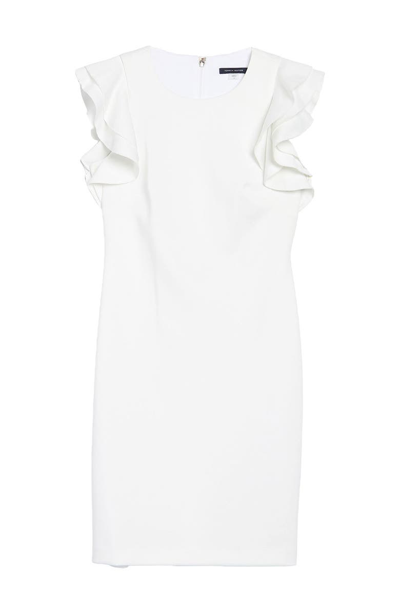 Tommy Hilfiger Flutter Sleeve Sheath Dress, Main, color, Ivory