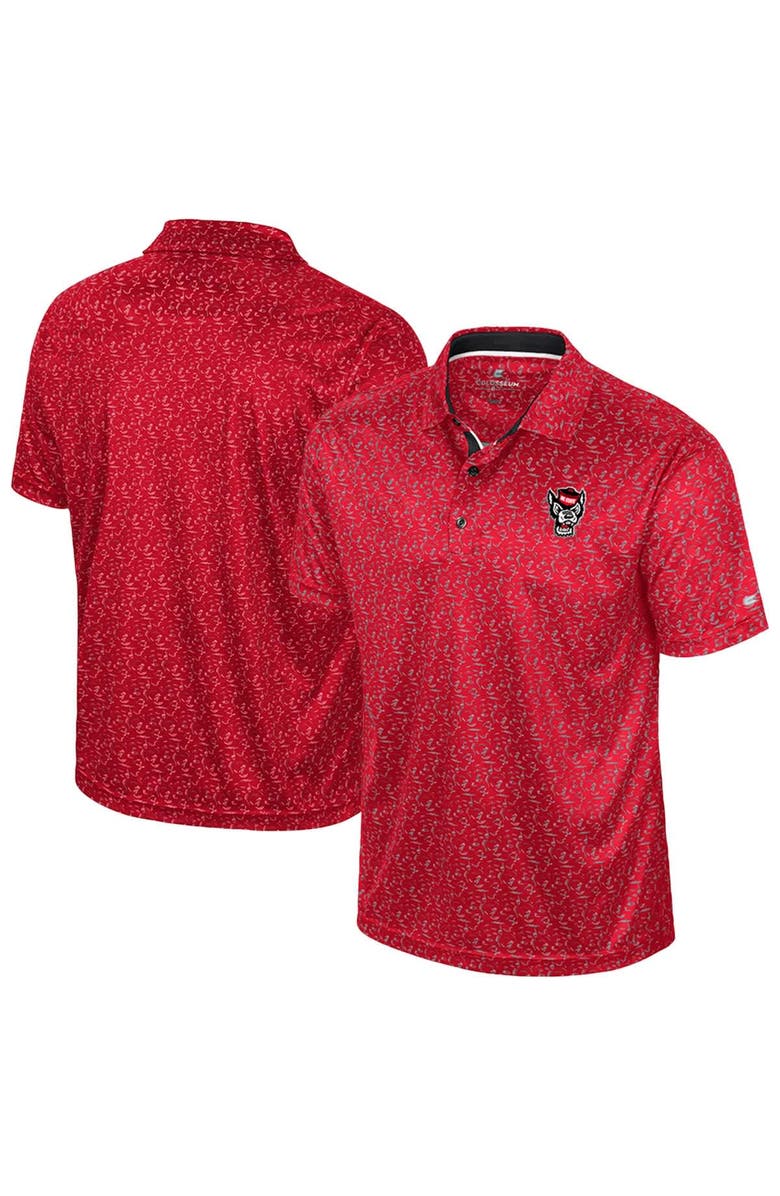 COLOSSEUM Men's Colosseum Red NC State Wolfpack Sublimated Golf Polo, Alternate, color, 