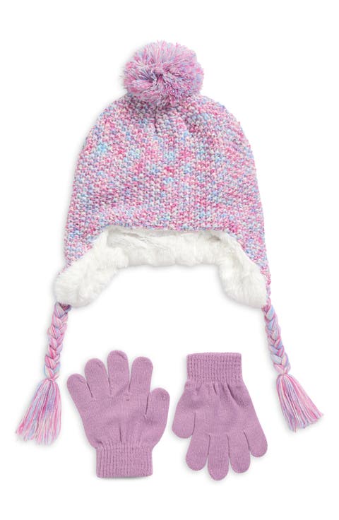 Space Dyed Earflap Hat & Gloves Set (Big Girls)