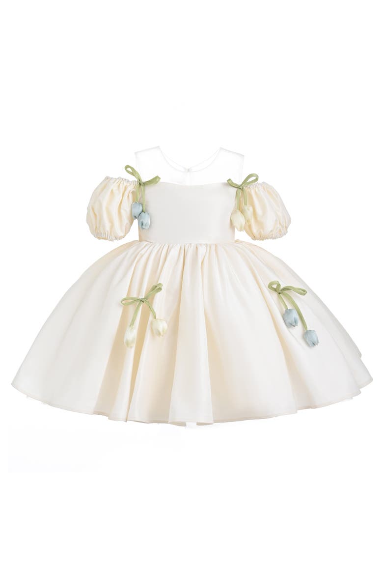 Zafira Puff-Sleeve Dress, Main, color, Ivory