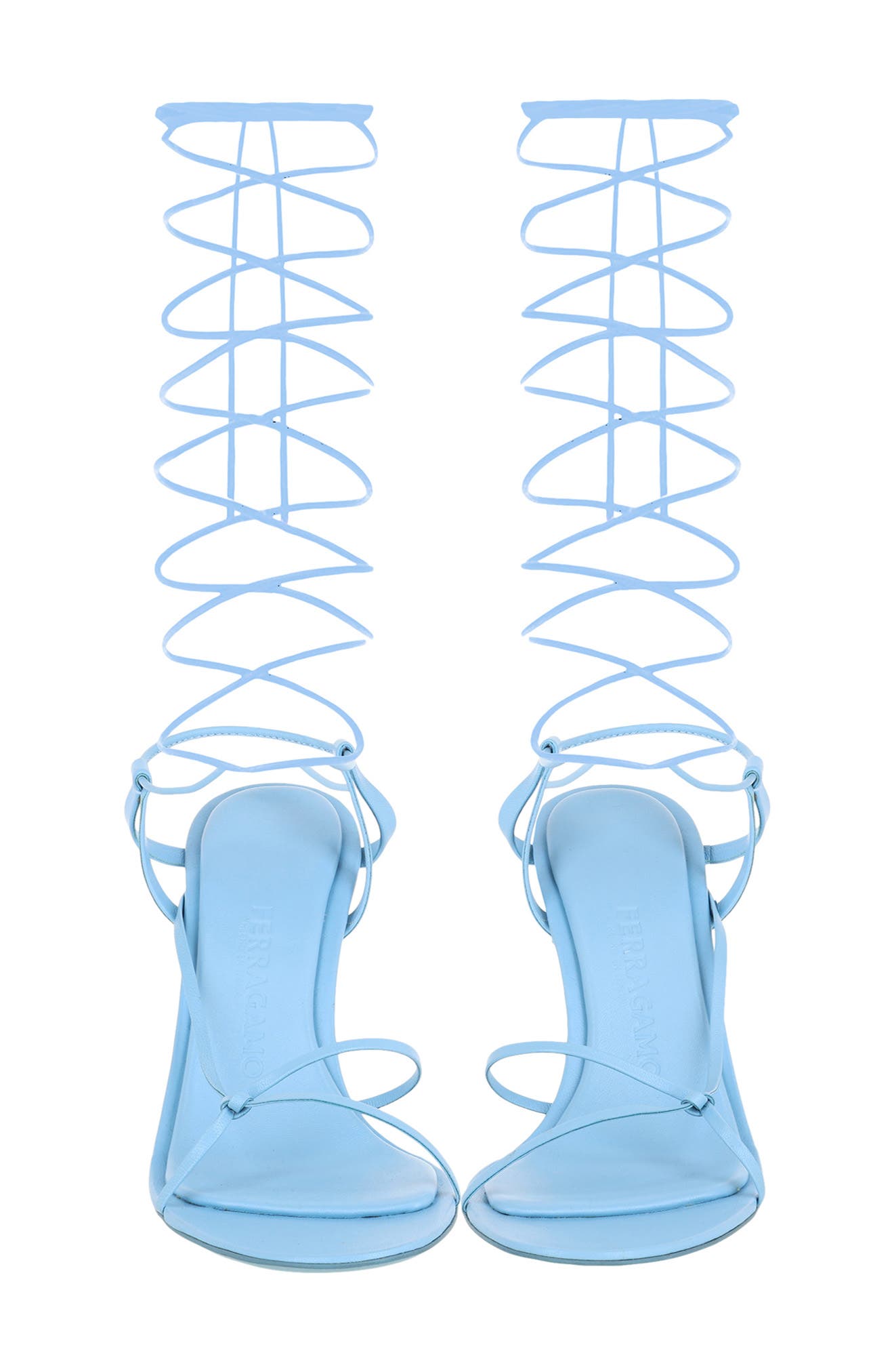 FERRAGAMO Ankle Wrap Sandal, Alternate, color, Blue