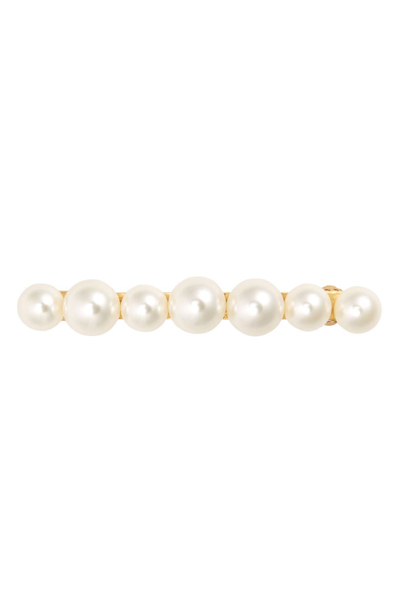 Jennifer Behr Gretel Imitation Pearl Barrette, Main, color, Gold