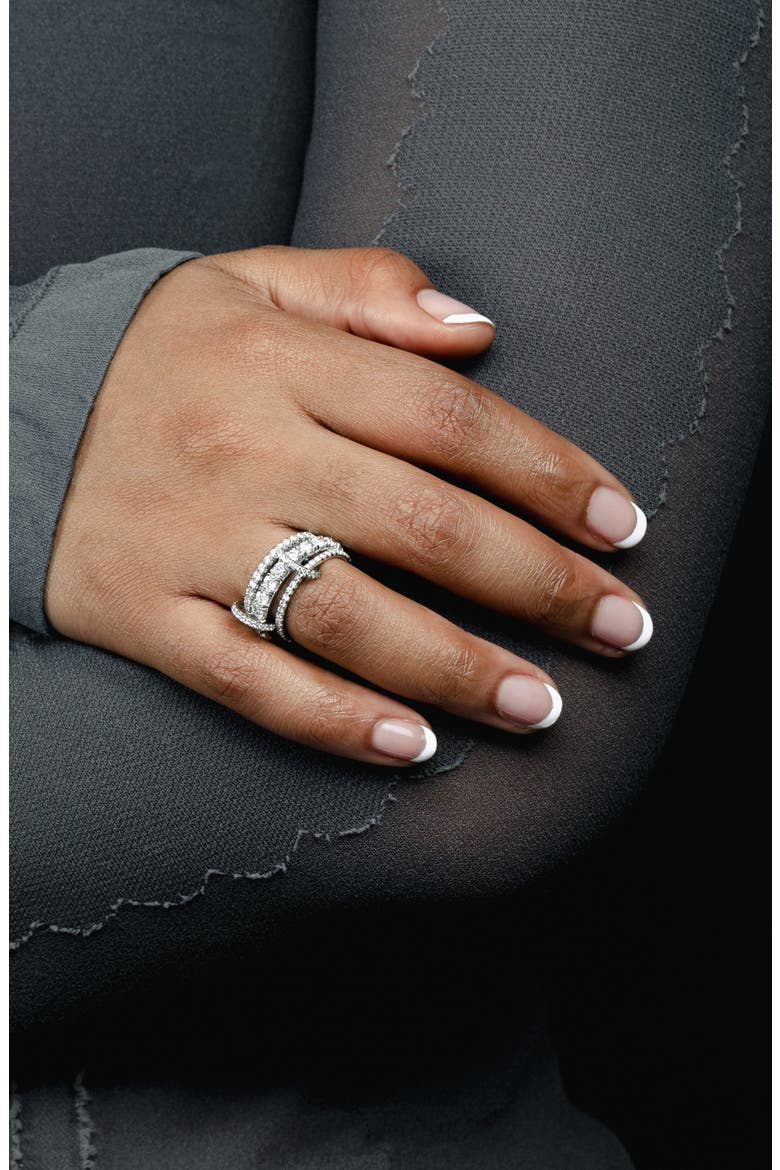 Junia Diamond Pavé Linked Stack Ring, Alternate, color, WHITE