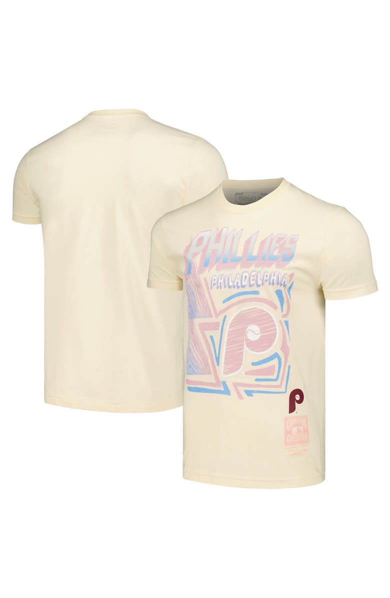 Mitchell & Ness Men's Mitchell & Ness Cream Philadelphia Phillies Cooperstown Collection Sidewalk Sketch T-Shirt, Main, color, 