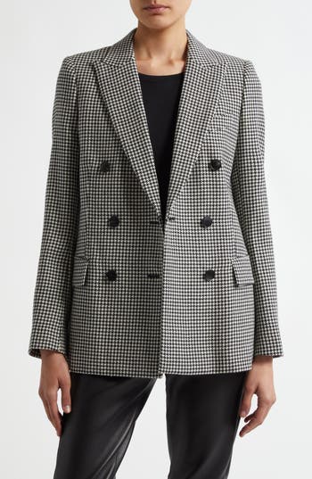Reiss Black/white Drew Wool Dogtooth Double Breasted Blazer In Black/white