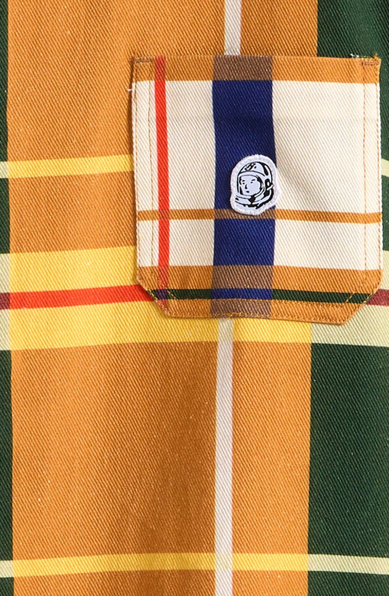 Billionaire Boys Club Kids' Valedictorian Plaid Cotton Twill Button-Up Shirt, Alternate, color, Inca Gold