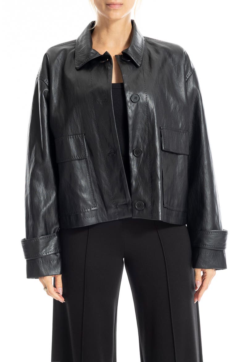 Faux Leather Crop Jacket, Alternate, color, BLACK
