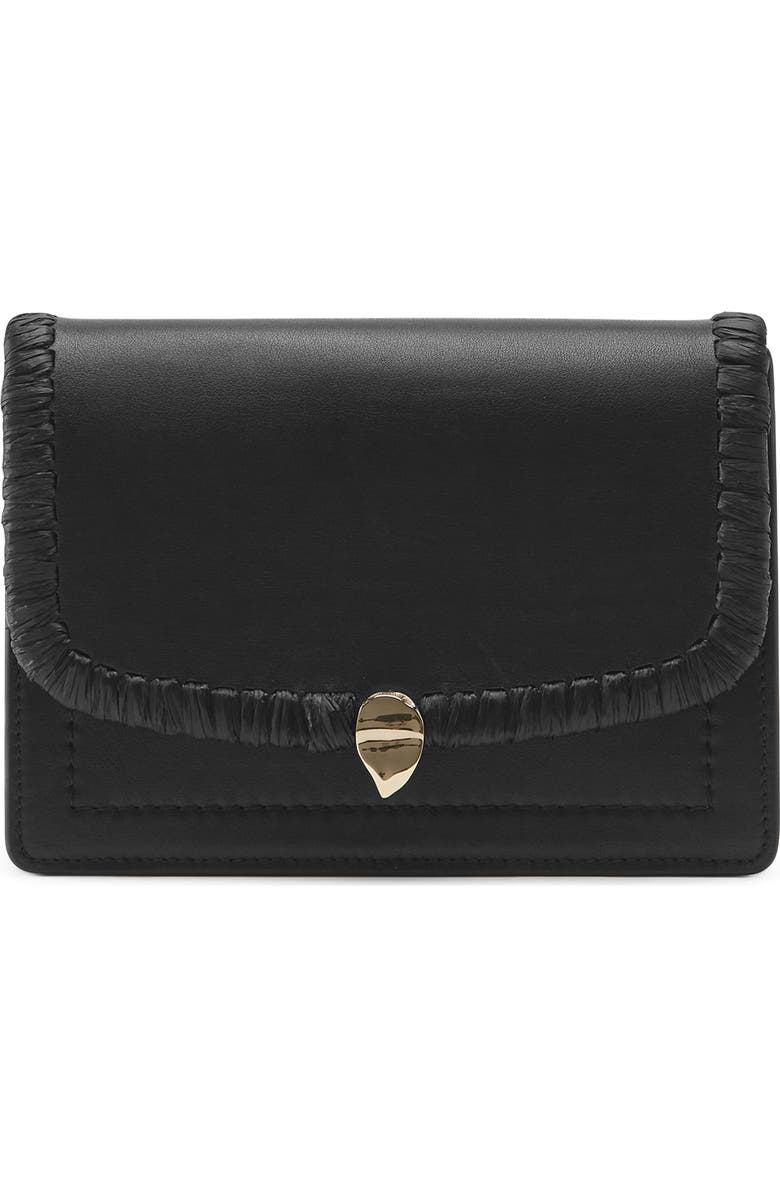 Helen Kaminski Dauphine Raffia Trim Leather Crossbody Bag, Alternate, color,
