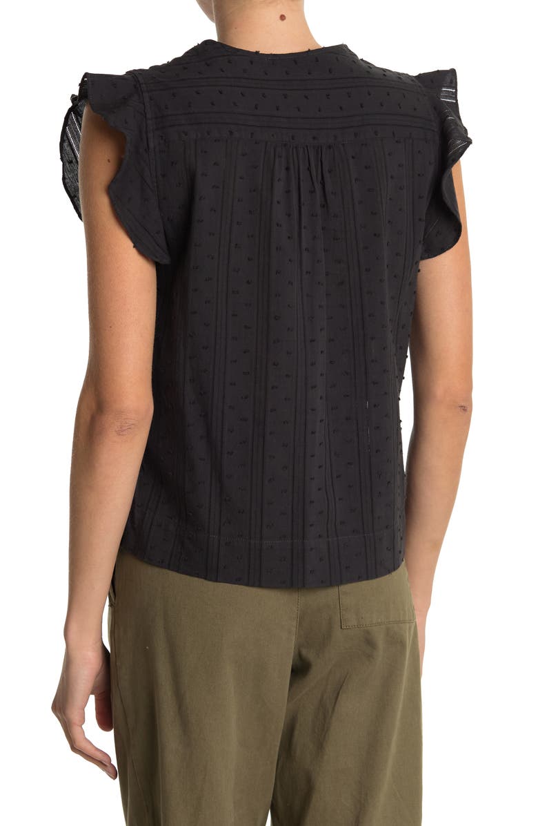 Alex Mill Swiss Dot Ruffle Sleeve Top, Alternate, color,