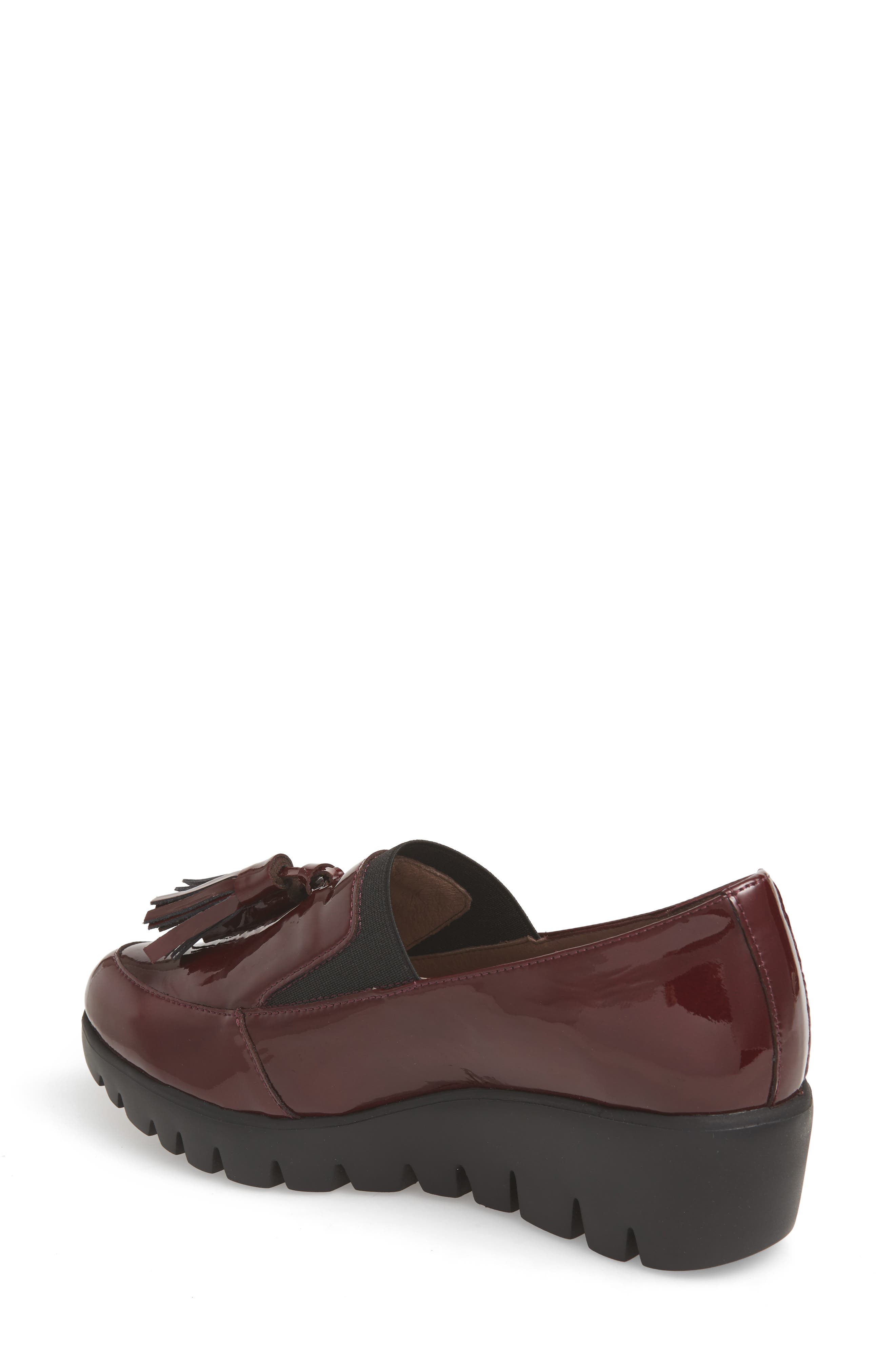 Wonders Talla Loafer Wedge, Alternate, color, Burgundy Patent Leather