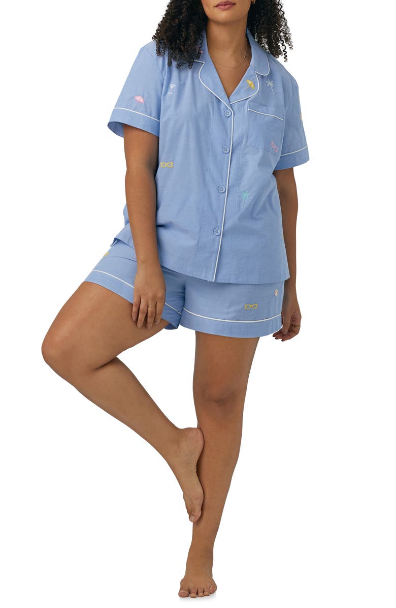 BedHead Pajamas Embroidered Organic Cotton Short Pajamas, Alternate, color,
