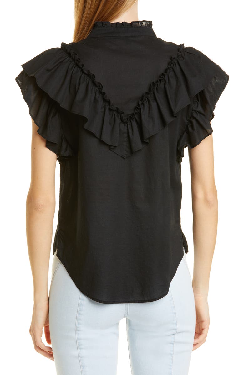 Veronica Beard Jaliyah Ruffle Cotton Blouse, Alternate, color,