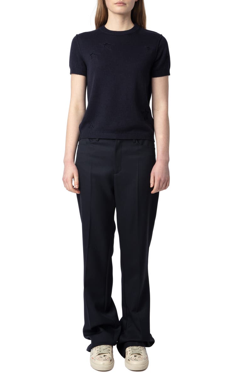 Zadig & Voltaire Bully Star Intarsia Silk & Cashmere Sweater, Alternate, color, 