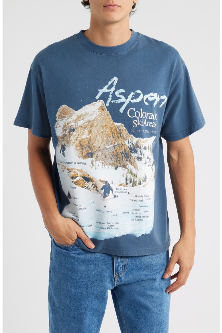 NPL Ski Areas Graphic T-Shirt, Main, color, WASHED NAVY