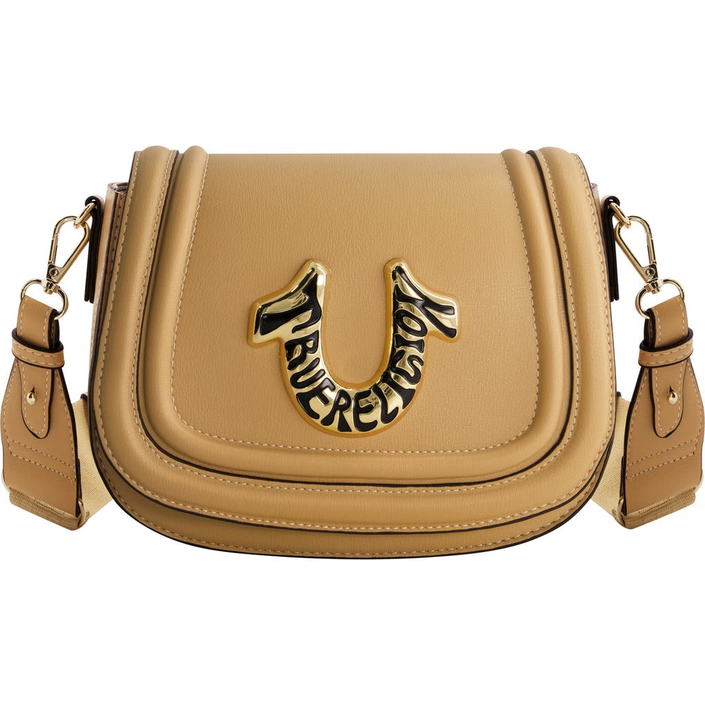 True Religion Logo Crossbody Bag In Camel