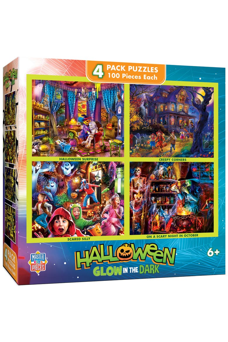 Halloween Glow 100pc Puzzles 4-Pack, Main, color, Multicolor