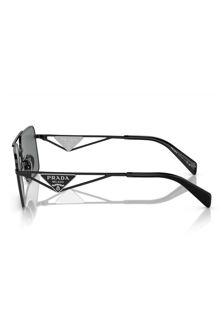 56mm Polarized Rectangular Sunglasses, Alternate, color, BLACK