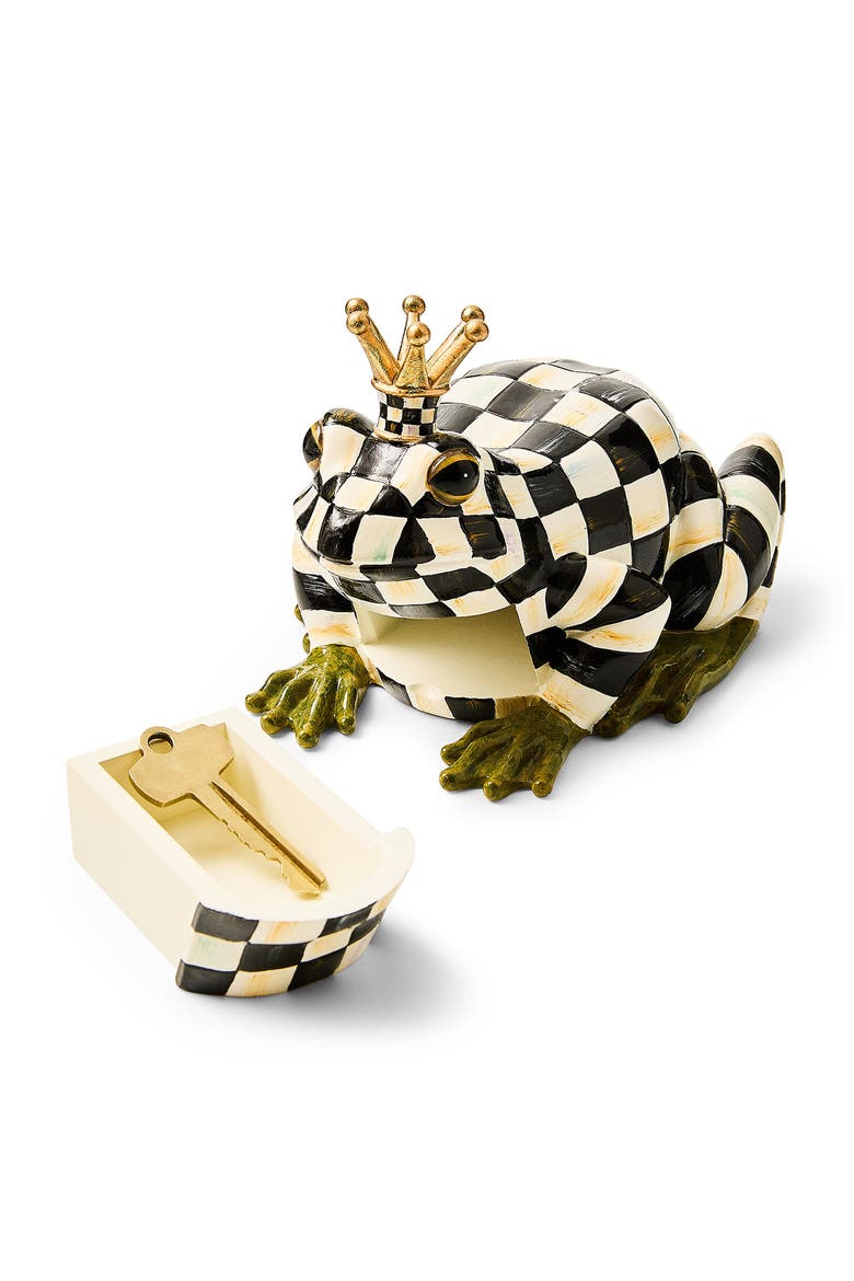 Courtly Check Frog Hide-a-Key, Alternate, color, BLACK