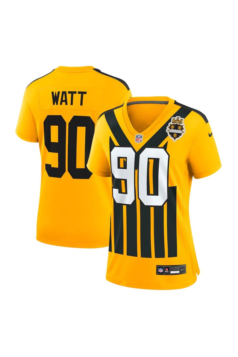 Women's Nike T.J. Watt Gold Pittsburgh Steelers Alternate 1933 Throwback Game Jersey, Main, color, Gold