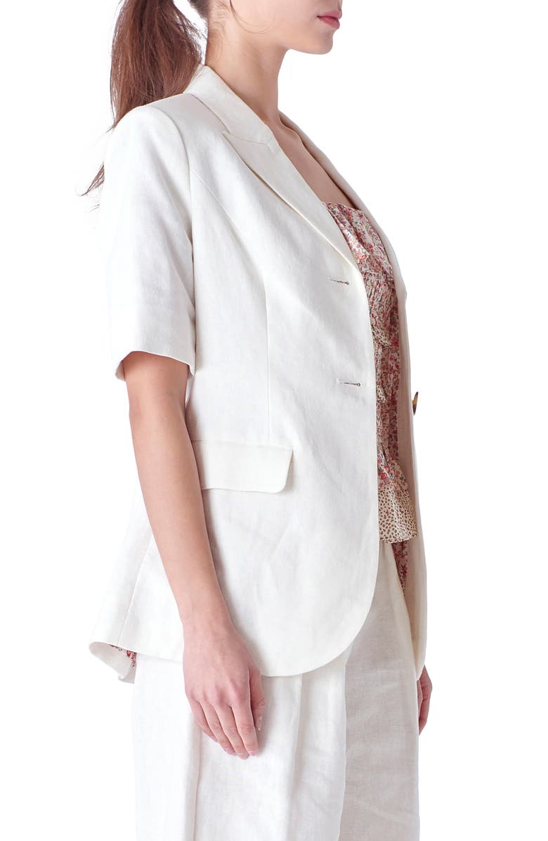 English Factory Short Sleeve Linen Blend Blazer, Alternate, color,