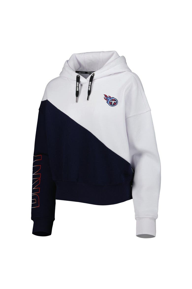 Women's DKNY Sport White/Navy Tennessee Titans Bobbi Color Blocked Pullover Hoodie, Alternate, color, White