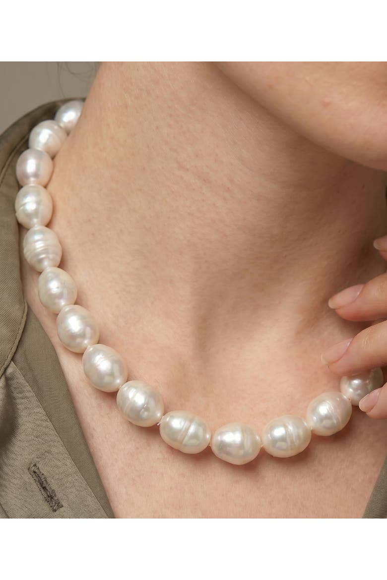 11-13mm White South Sea Drop Oval Pearl Necklace - AAA Quality, Alternate, color, White Gold Clasp