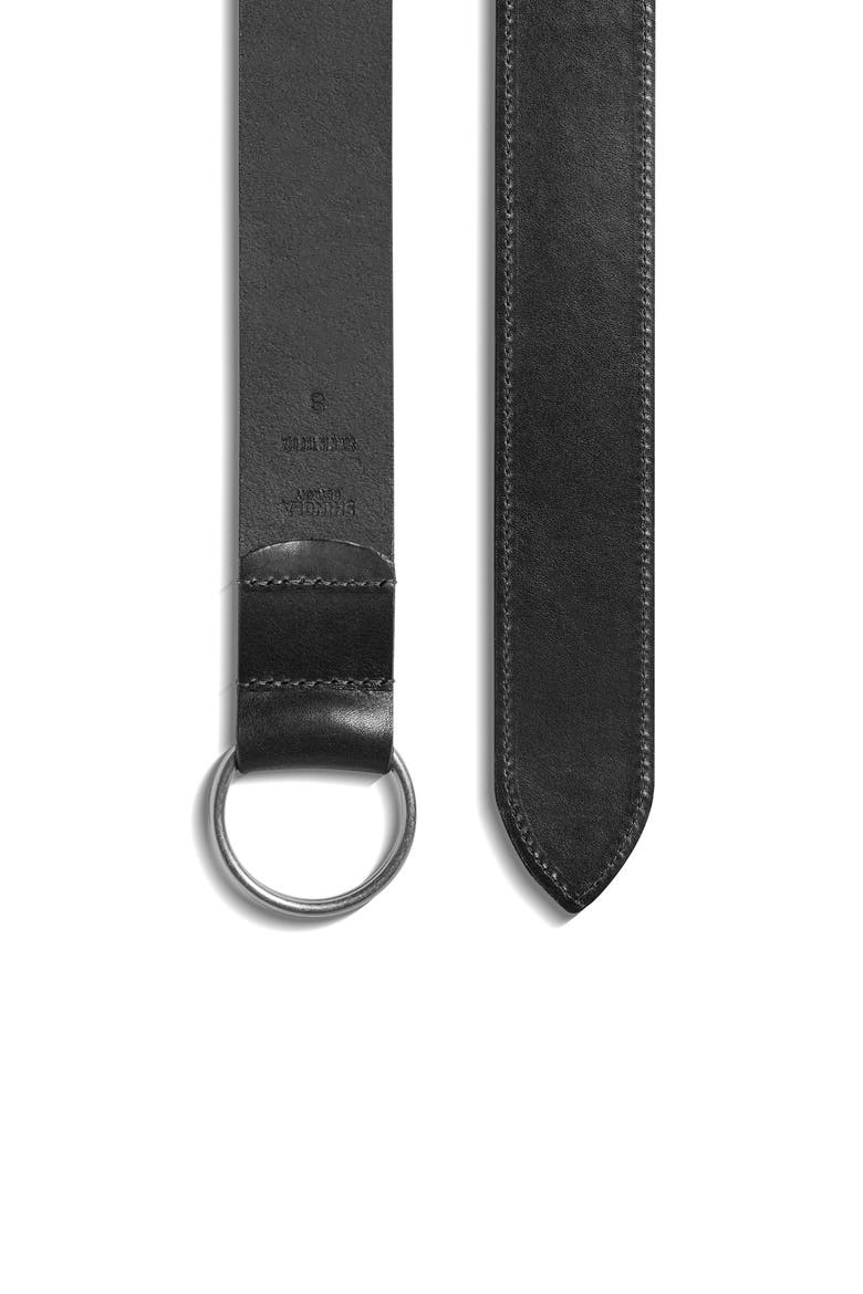 Double Ring Leather Belt, Alternate, color, BLACK