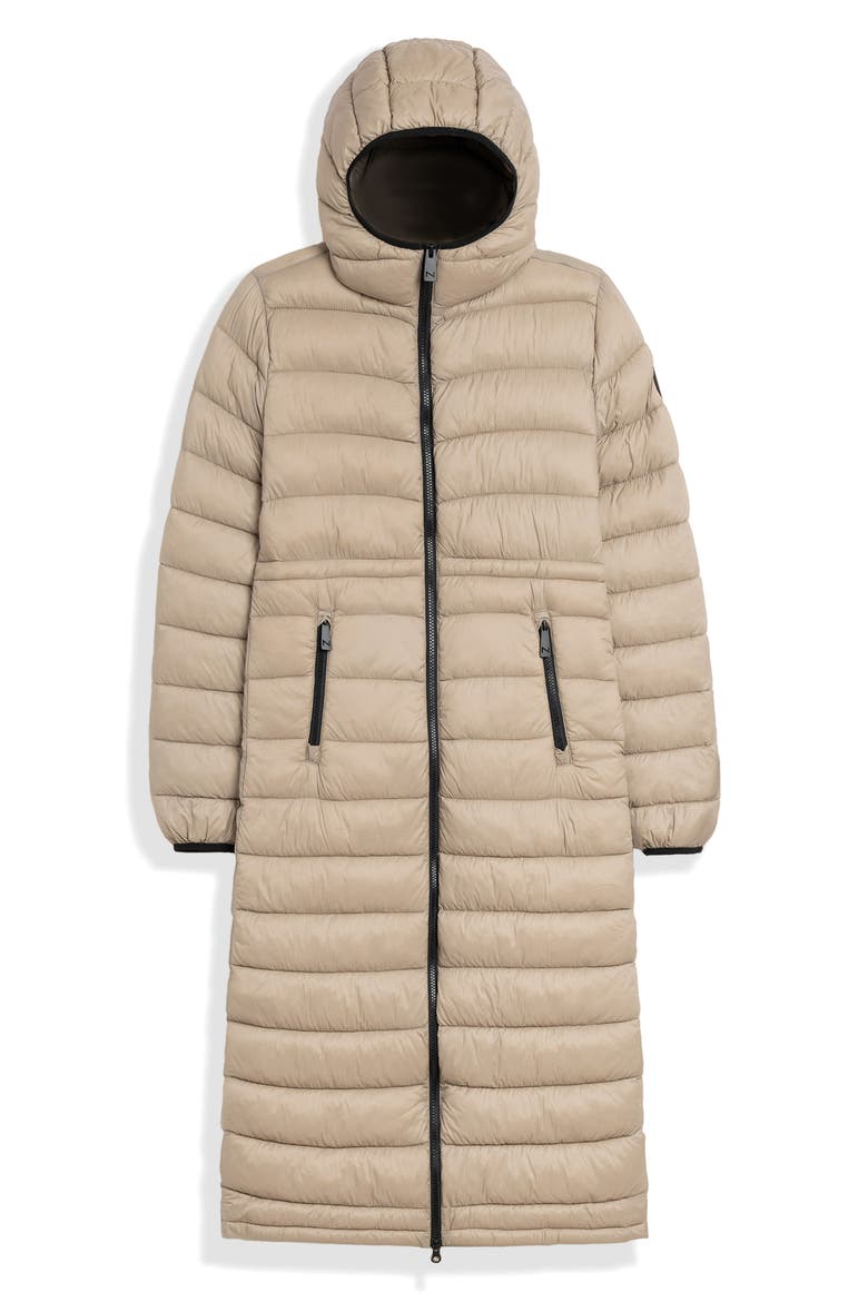 Ivy Lightweight Long Puffer Coat, Alternate, color, SAND