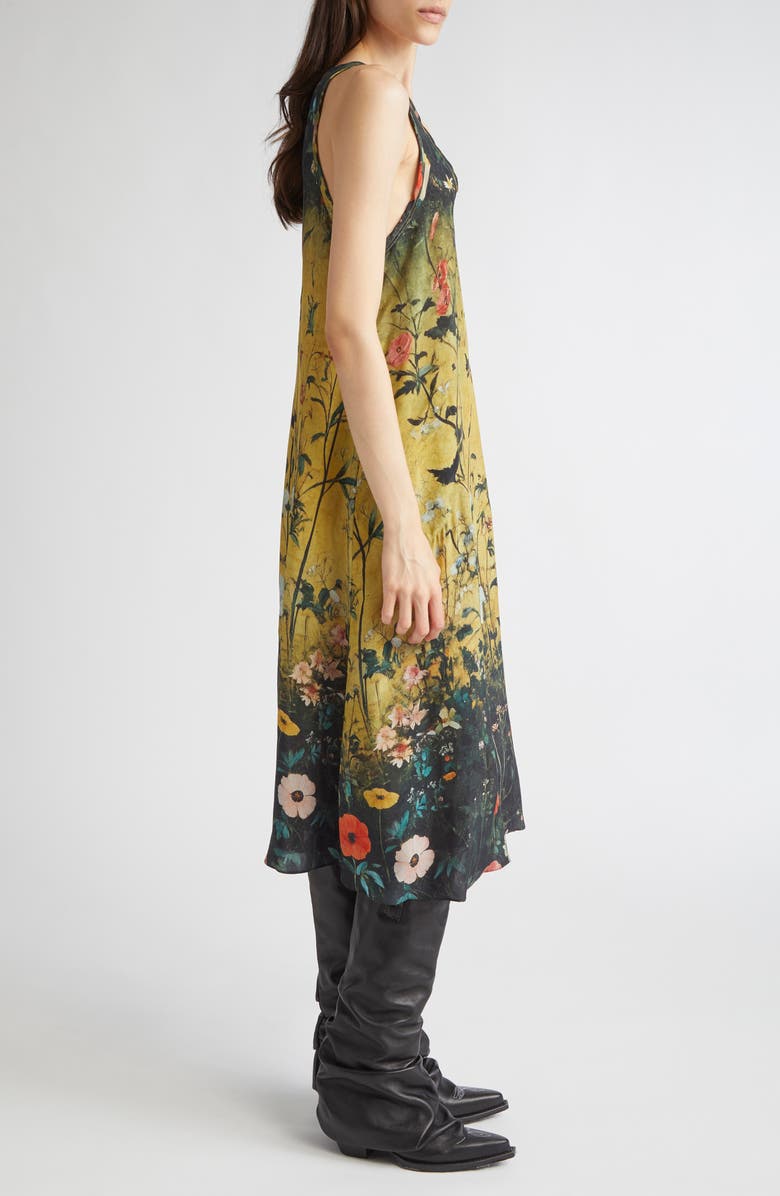 R13 Floral Print Tank Dress, Alternate, color, Dipped Black Khaki Floral