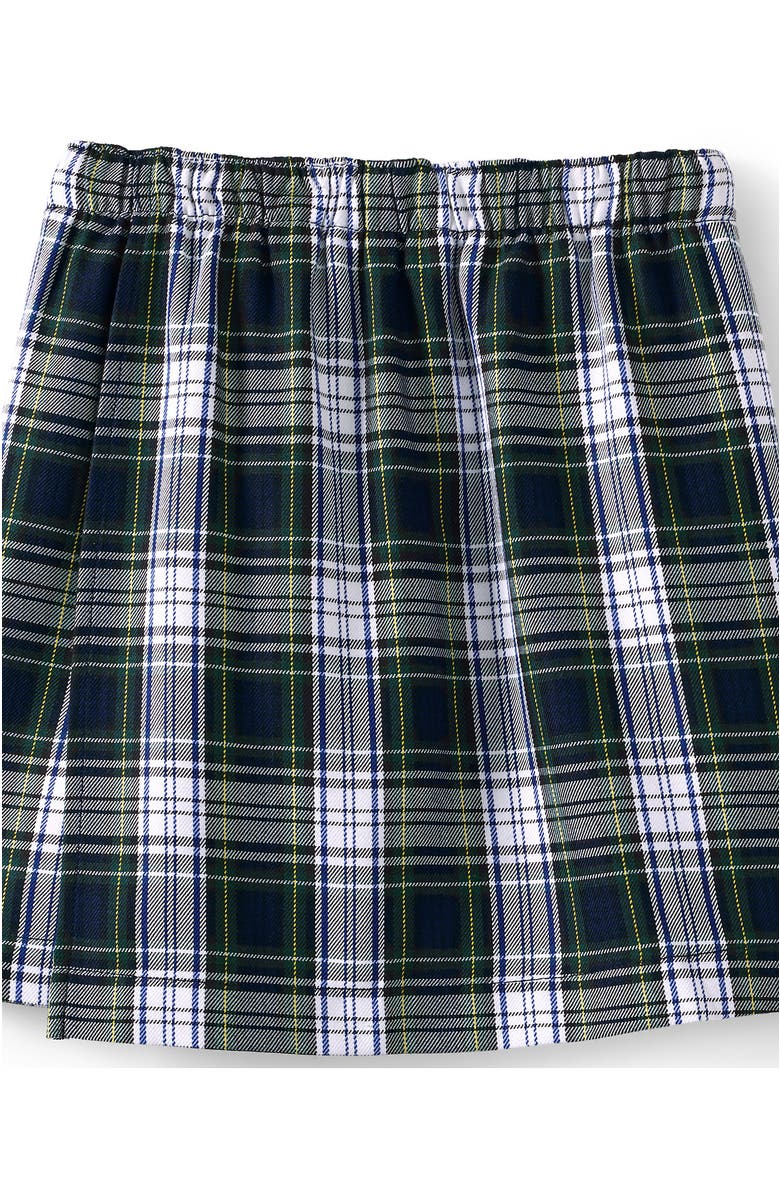 Lands' End School Uniform Girls Plaid A Line Tab Skort Top of Knee, Alternate, color, White Plaid