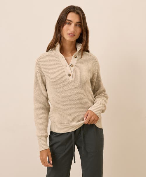 Pact Luxe Knit Henley Sweater In Neutral
