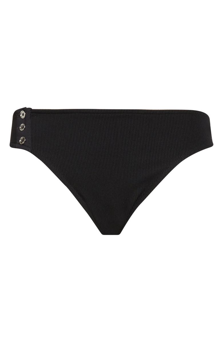 TOTEME Side Button Ribbed Bikini Bottoms, Alternate, color, Black