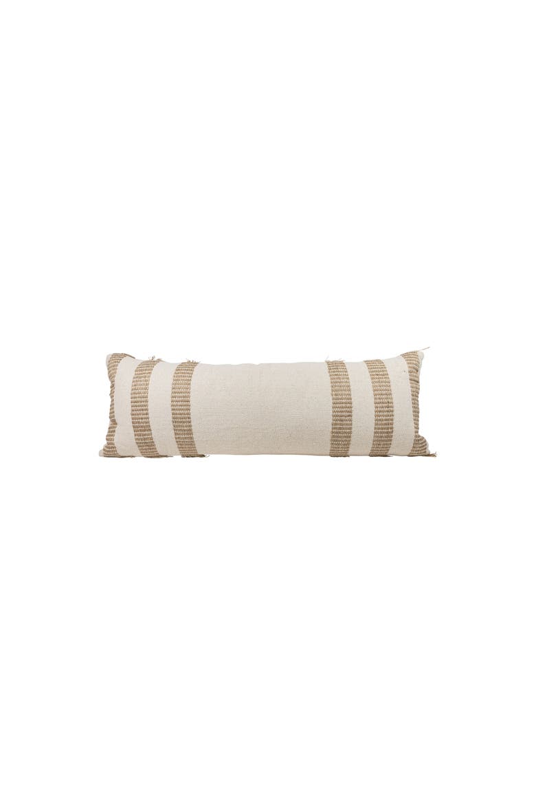 Tan Outer Striped Handwoven Filled Pillow, 14" x 36", Main, color, Beige