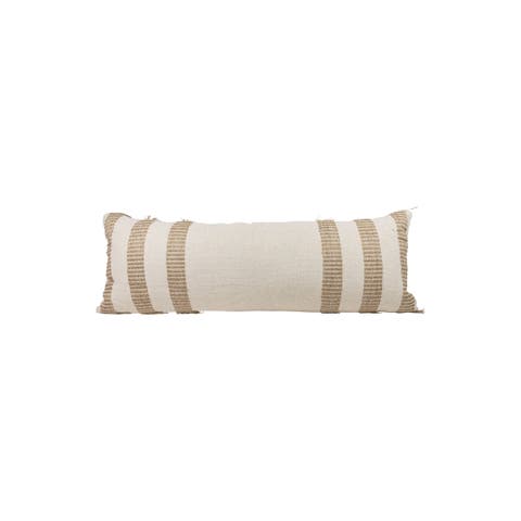 Tan Outer Striped Handwoven Filled Pillow, 14" x 36"