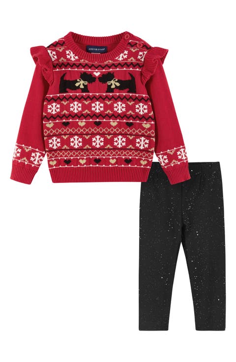 Red Dog Fair Isle Sweater & Leggings Set (Baby)