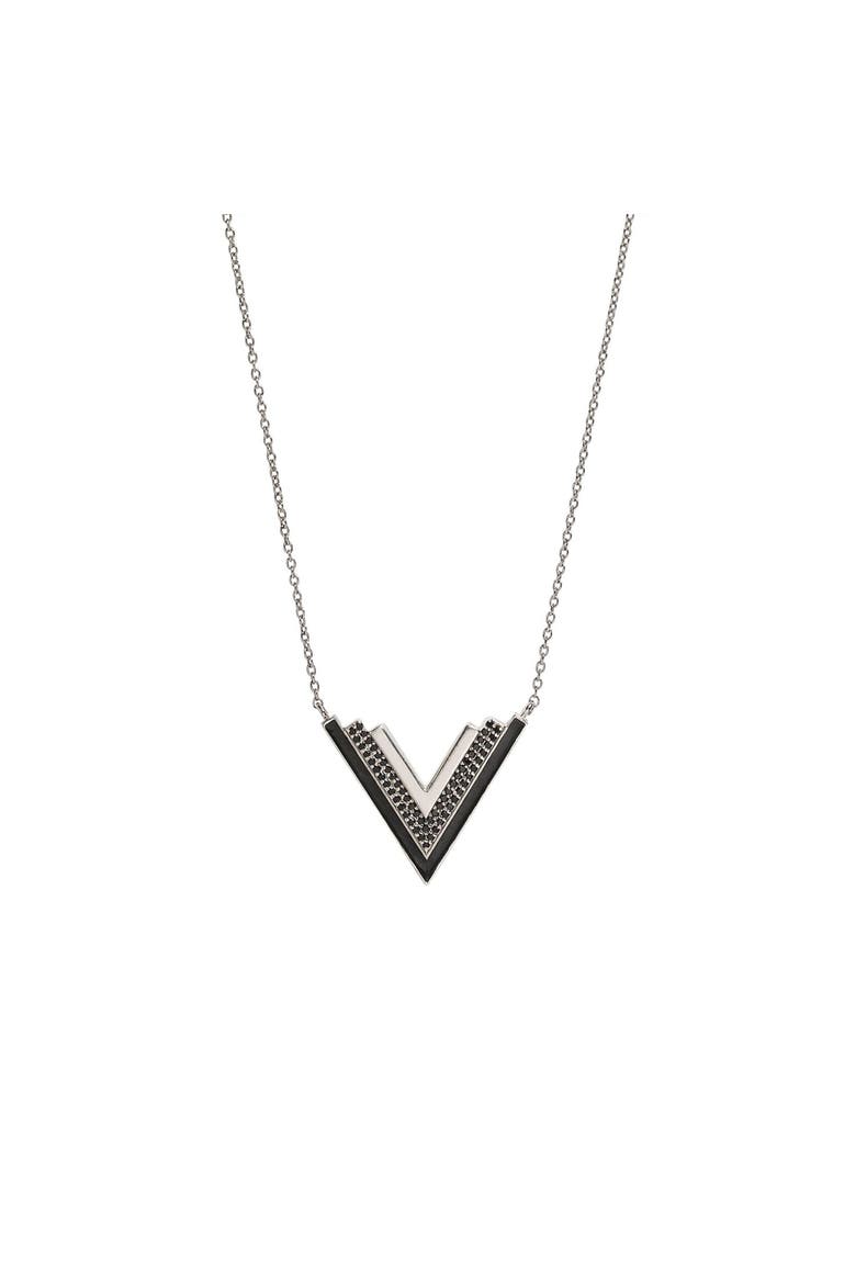 Valor Silver Onyx V Statement Necklace, Main, color, Silver