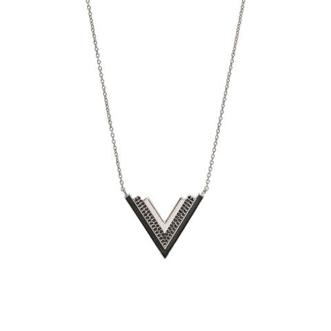 Valor Silver Onyx V Statement Necklace