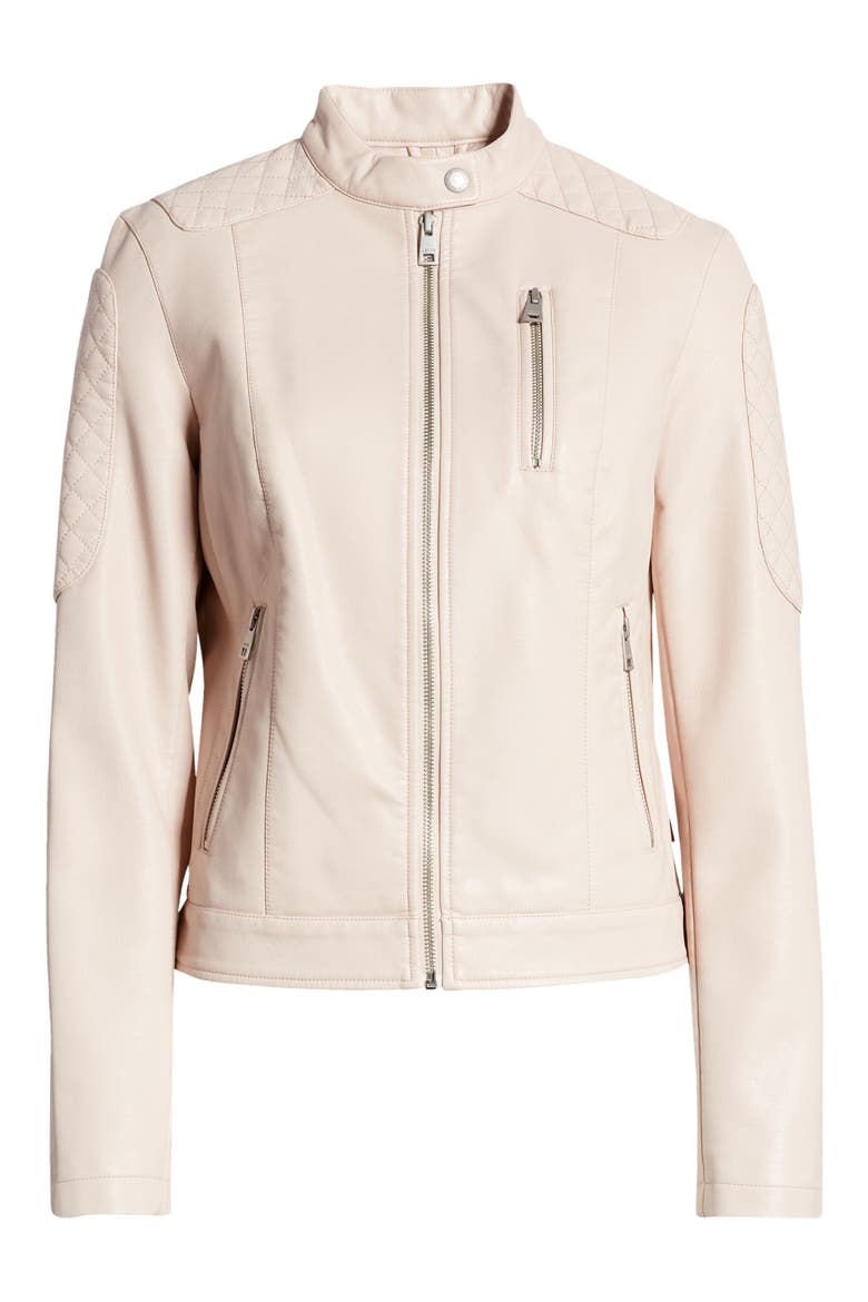 Levi's® Zip Front Water Repellent Faux Leather Moto Jacket, Main, color, PEACH BLUSH