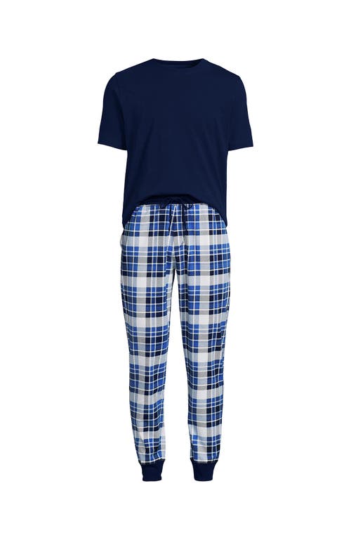 Lands' End Knit Jersey Pajama Sleep Set In Blue