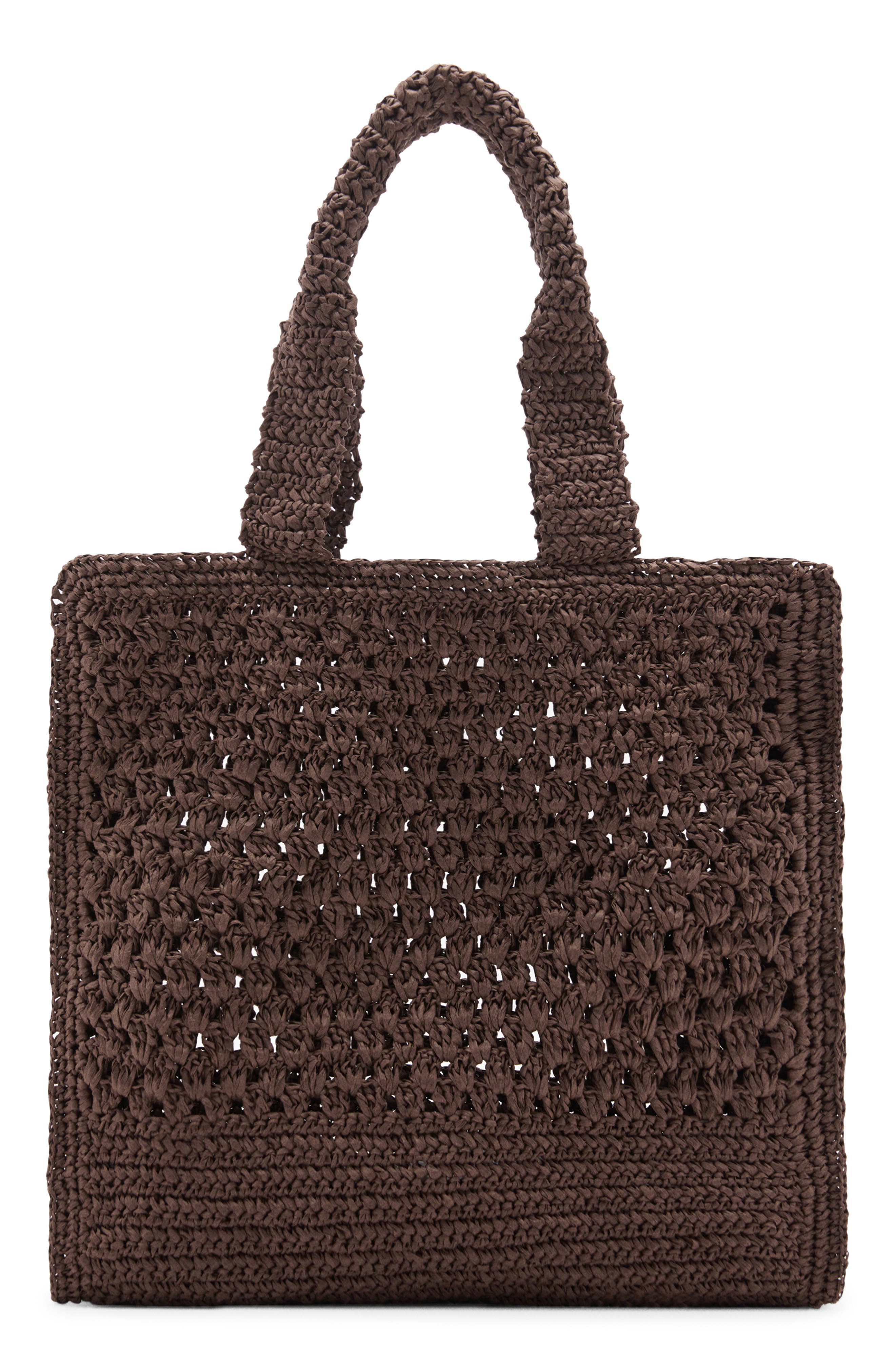 MANGO Straw Shopper Bag, Main, color, 