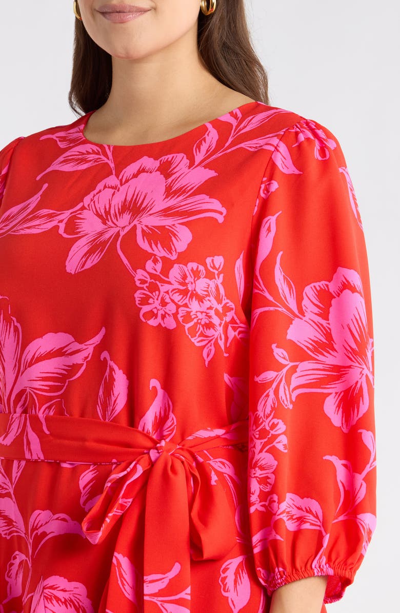 SUGARLIPS Darline Floral Collins Godet Minidress, Alternate, color, Red-Pink-Combo